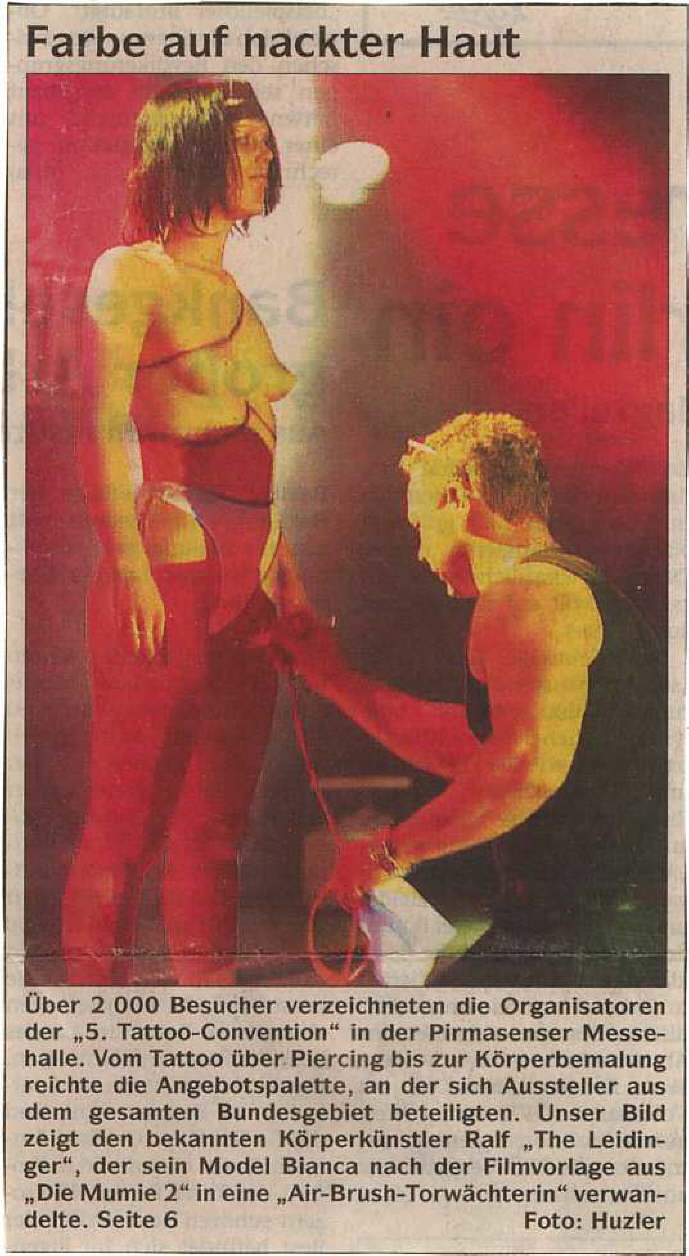 PZ-Farbe auf nackter Haut